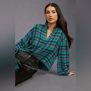 Plaid Button-Up Women's Top